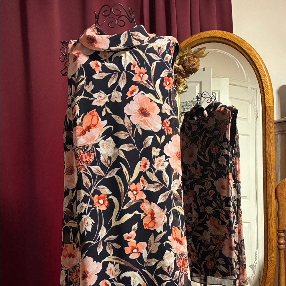 NorthStyle Floral Sleeveless Dress - Black and Pink